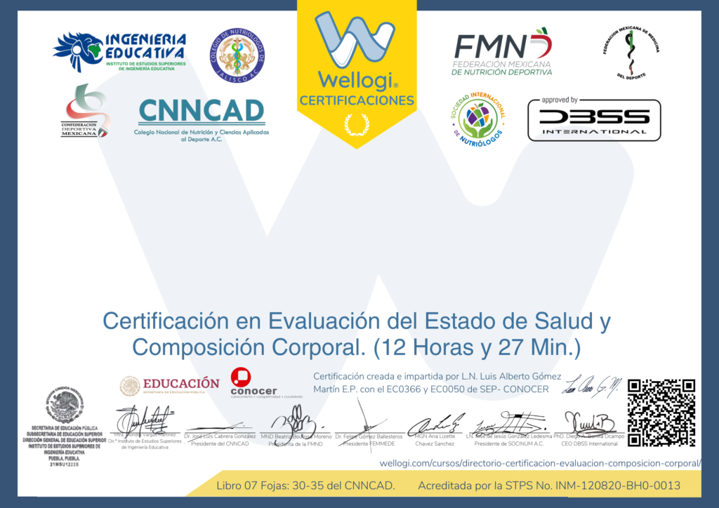 Certificación en Evaluación del Estado de Salud y Composición Corporal
